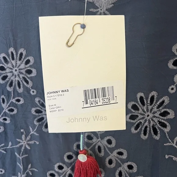 Johnny Was Charcoal Embroidered Blouse - Picture 2 of 3